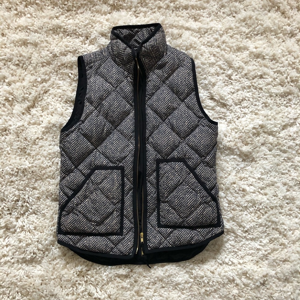 J Crew quilted puffer vest in herringbone